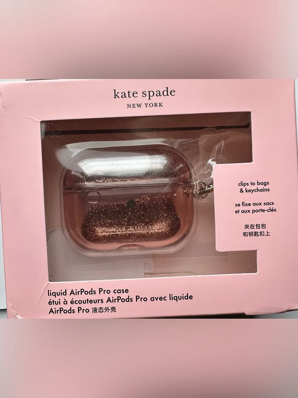 kate spade Rose Gold Glitter Liquid AirPods Pro Case